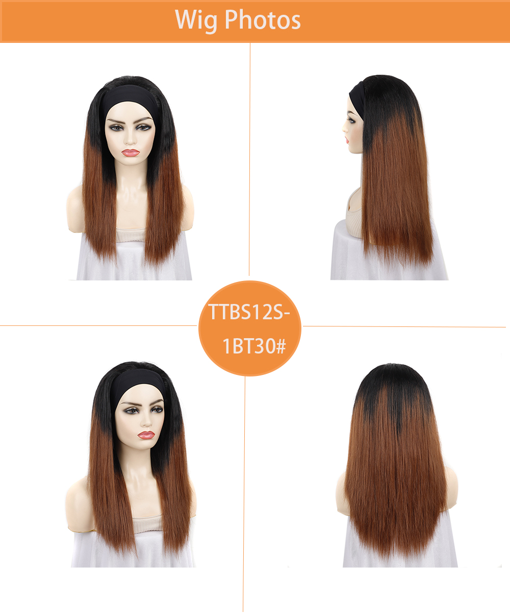 YOUR STYLE , Headband Wigs Synthetic Long Straight Wigs Women Mixed Black Orange Color-YOUR STYLE, synthetic wigs synthetic hair extension