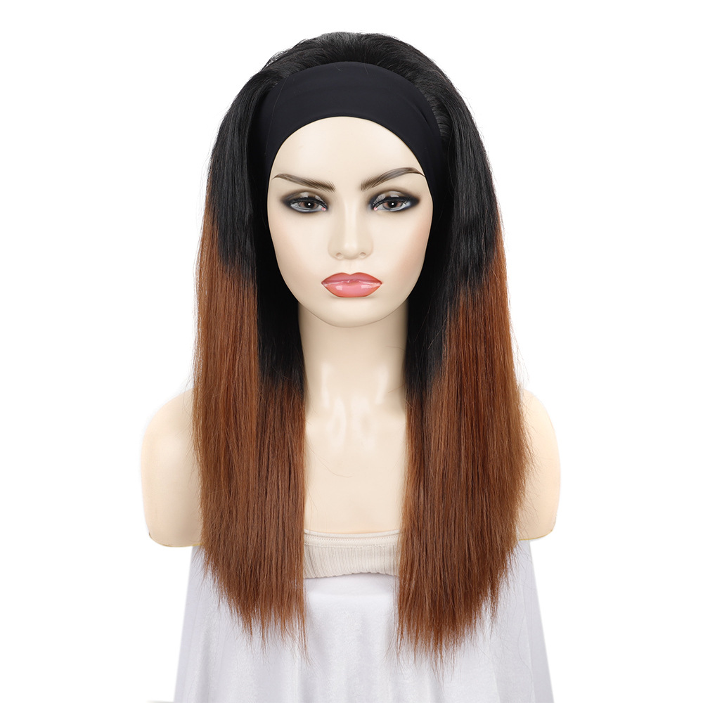 YOUR STYLE , Headband Wigs Synthetic Long Straight Wigs Women Mixed Black Orange Color-YOUR STYLE, synthetic wigs synthetic hair extension