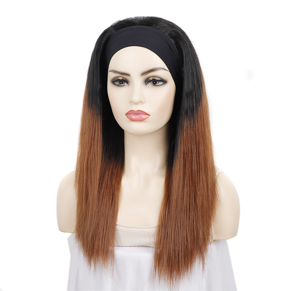 YOUR STYLE , Headband Wigs Synthetic Long Straight Wigs Women Mixed Black Orange Color-YOUR STYLE, synthetic wigs synthetic hair extension