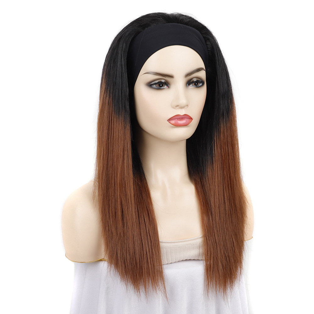 YOUR STYLE , Headband Wigs Synthetic Long Straight Wigs Women Mixed Black Orange Color-YOUR STYLE, synthetic wigs synthetic hair extension