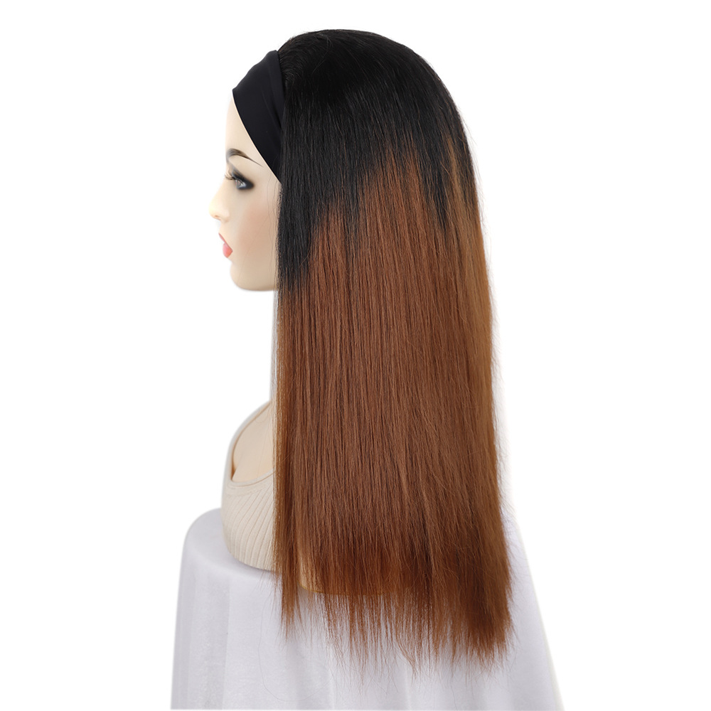 YOUR STYLE , Headband Wigs Synthetic Long Straight Wigs Women Mixed Black Orange Color-YOUR STYLE, synthetic wigs synthetic hair extension