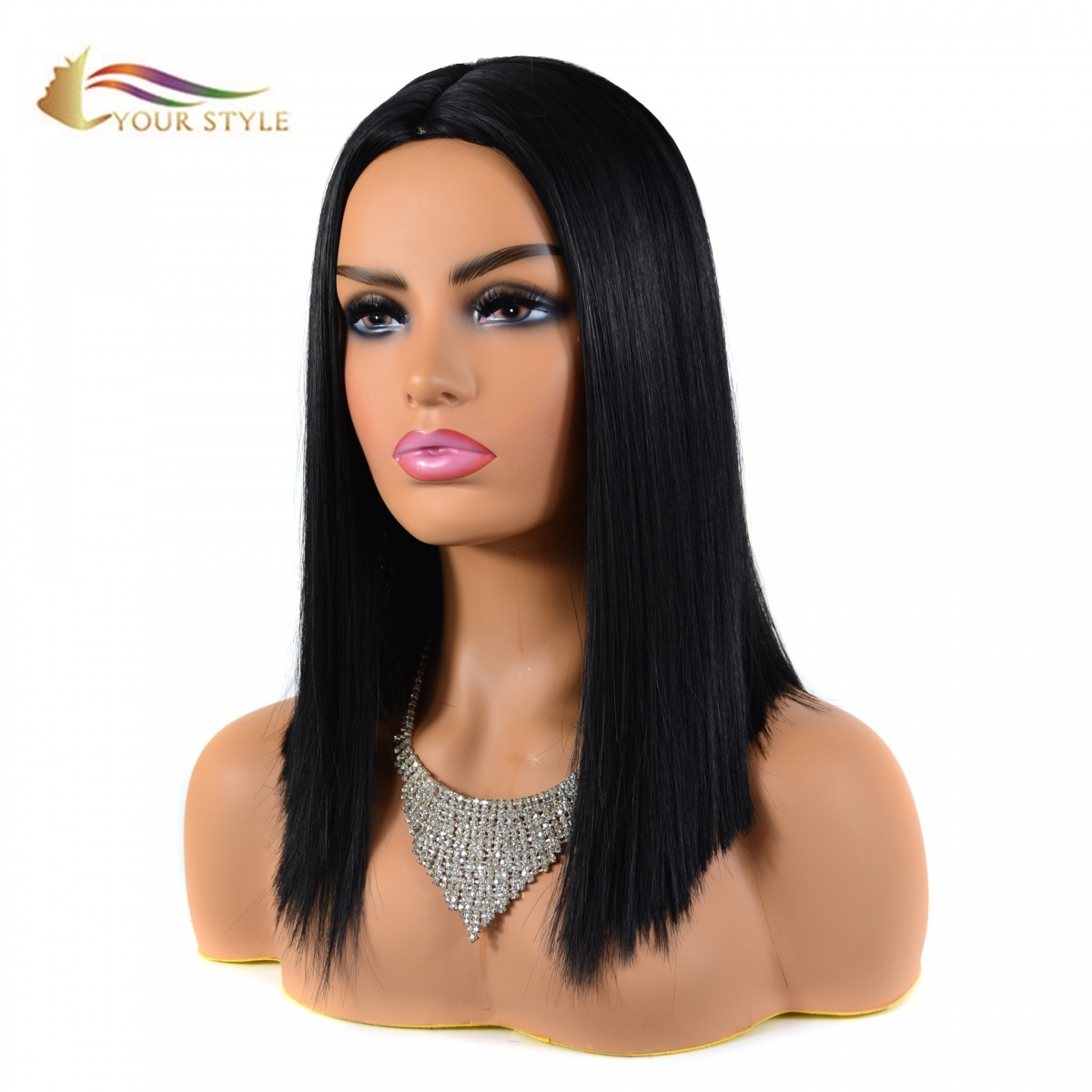 YOUR STYLE , Long Straight Wig Middle Part Black Hair Synthetic Arfo Wigs Black Women-YOUR STYLE, synthetic wigs synthetic hair extension