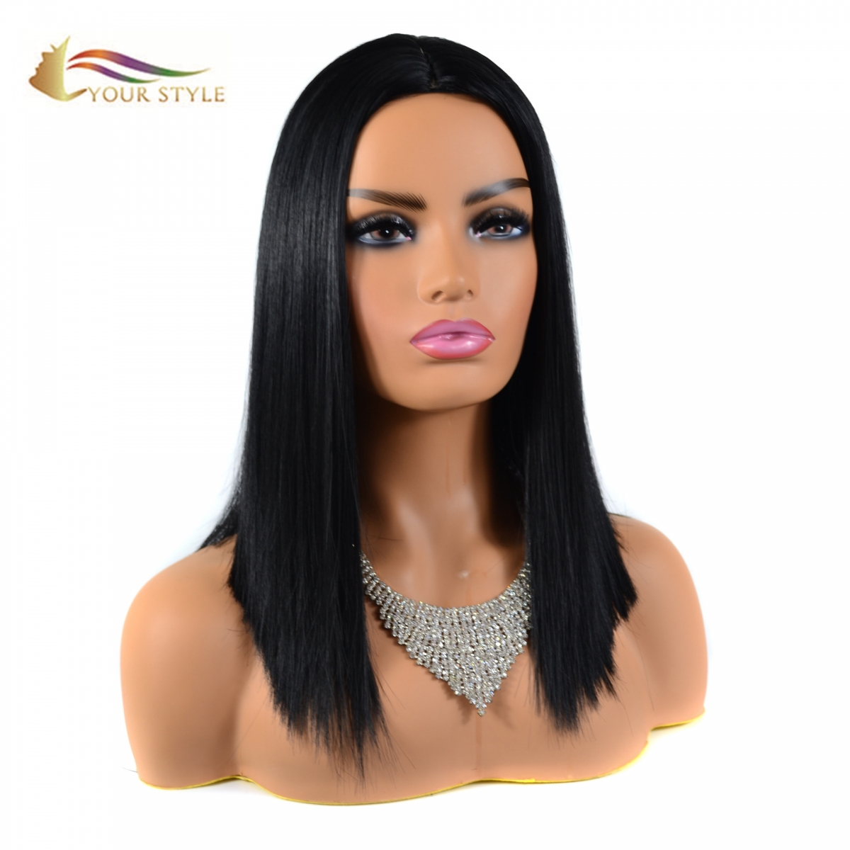 YOUR STYLE , Long Straight Wig Middle Part Black Hair Synthetic Arfo Wigs Black Women-YOUR STYLE, synthetic wigs synthetic hair extension