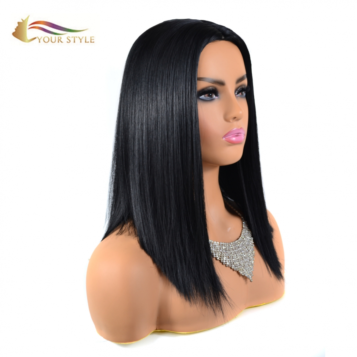 YOUR STYLE , Long Straight Wig Middle Part Black Hair Synthetic Arfo Wigs Black Women-YOUR STYLE, synthetic wigs synthetic hair extension