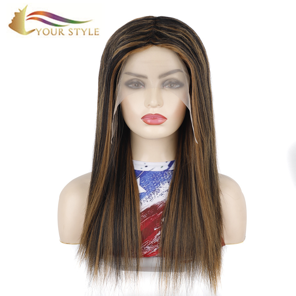 YOUR STYLE , Lace Front Wig Synthetic Wigs For Women Long Lace Wig Brown Highlight Color-YOUR STYLE, synthetic wigs synthetic hair extension