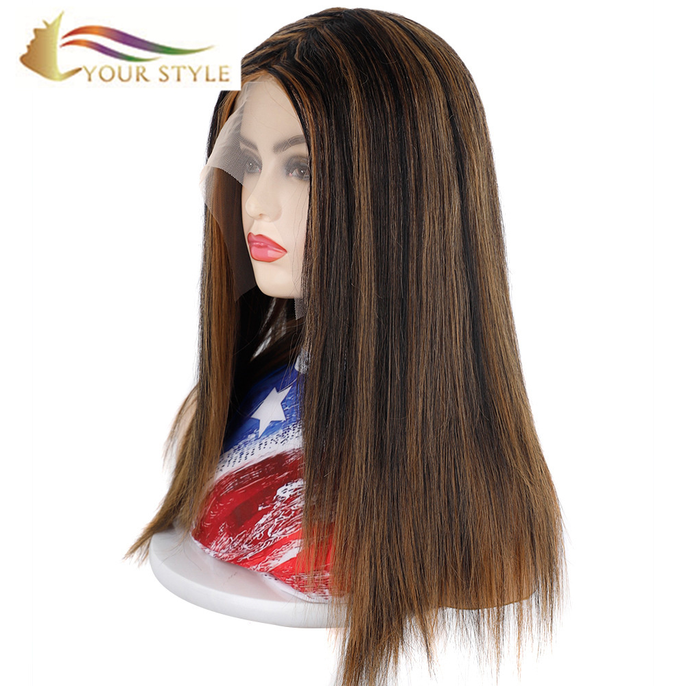 YOUR STYLE , Lace Front Wig Synthetic Wigs For Women Long Lace Wig Brown Highlight Color-YOUR STYLE, synthetic wigs synthetic hair extension