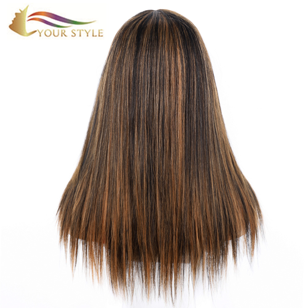 YOUR STYLE , Lace Front Wig Synthetic Wigs For Women Long Lace Wig Brown Highlight Color-YOUR STYLE, synthetic wigs synthetic hair extension