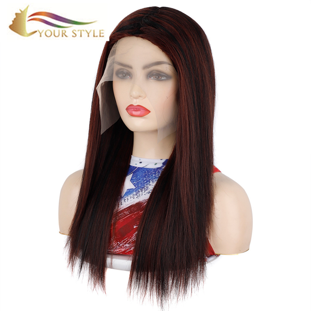 YOUR STYLE , Lace Front Wig Synthetic Wigs For Women Long Lace Wig Brown Highlight Color-YOUR STYLE, synthetic wigs synthetic hair extension