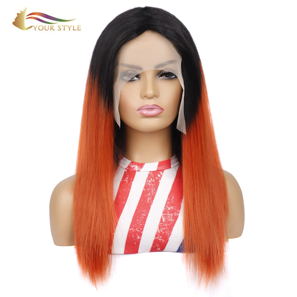 YOUR STYLE , Lace Front Wig Synthetic Wigs For Women Long Lace Wig Brown Highlight Color-YOUR STYLE, synthetic wigs synthetic hair extension