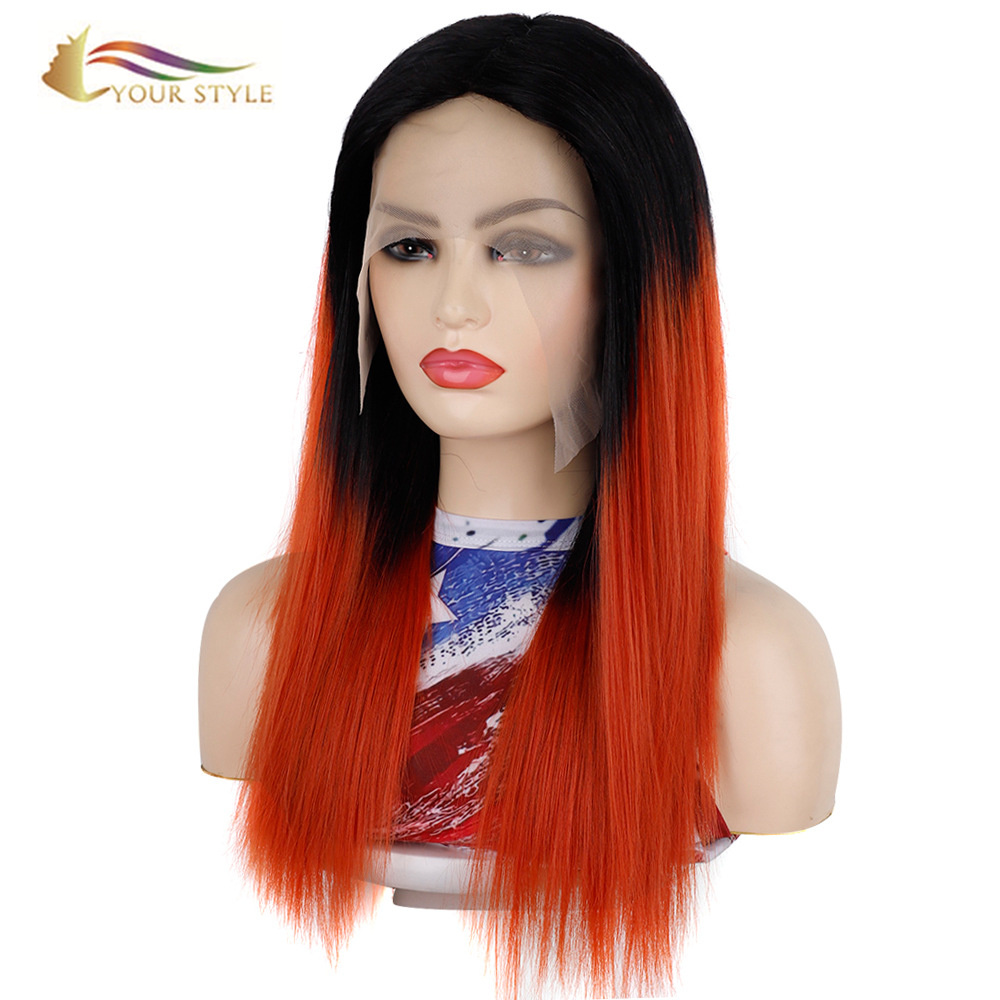 YOUR STYLE , Lace Front Wig Synthetic Wigs For Women Long Lace Wig Brown Highlight Color-YOUR STYLE, synthetic wigs synthetic hair extension