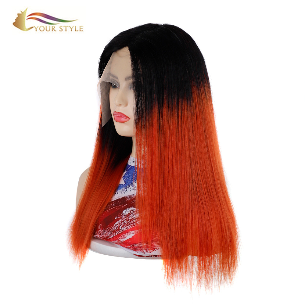 YOUR STYLE , Lace Front Wig Synthetic Wigs For Women Long Lace Wig Brown Highlight Color-YOUR STYLE, synthetic wigs synthetic hair extension