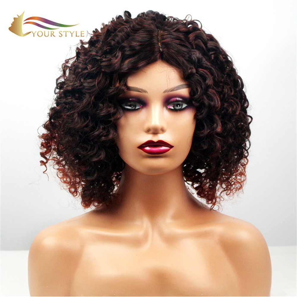 YOUR STYLE,  Afro Kinky Curly Wigs Black Women Ombre Curly Wig Afro Women Bob Afro Wig-YOUR STYLE, synthetic wigs synthetic hair extension