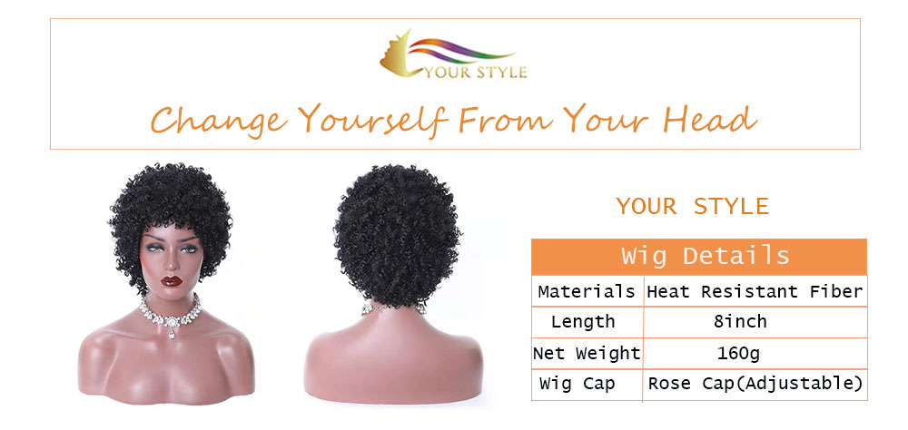 YOUR STYLE Afro Kinky Curly Wigs Short Pixie Wigs Short Haircuts For Black Women Short Afro Wigs-YOUR STYLE, synthetic wigs synthetic hair extension