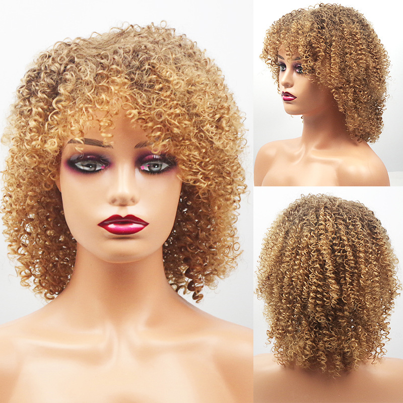 YOUR STYLE, Afro Kinky Curly Wigs Synthetic Blonde Borwn Afro Wigs Black Women-YOUR STYLE, synthetic wigs synthetic hair extension