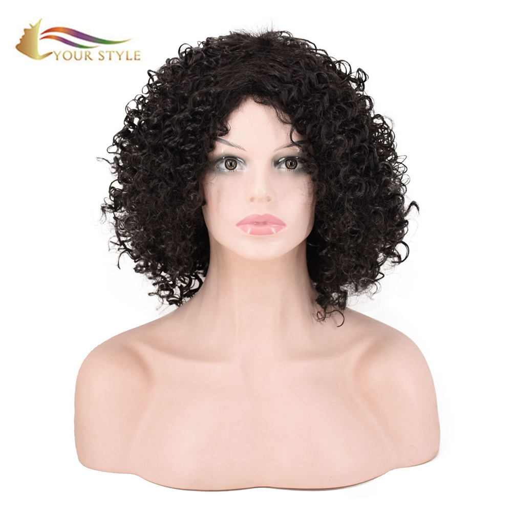 TUA STYLE Afro Kinky Curly Wigs Male Wigs For Women Afro Wig Black Woman-TUUS STYLE, Saccharum capillamentum syntheticum extensio