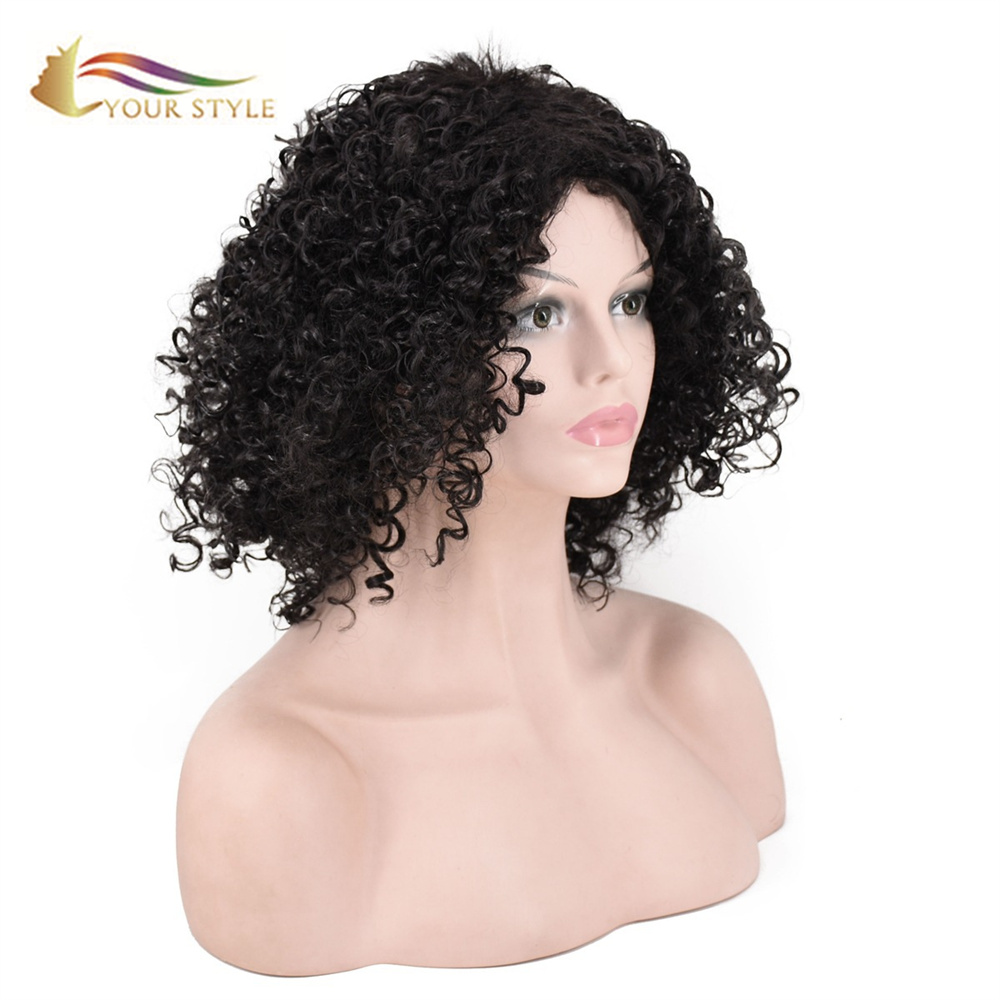 TUA STYLE Afro Kinky Curly Wigs Male Wigs For Women Afro Wig Black Woman-TUUS STYLE, Saccharum capillamentum syntheticum extensio