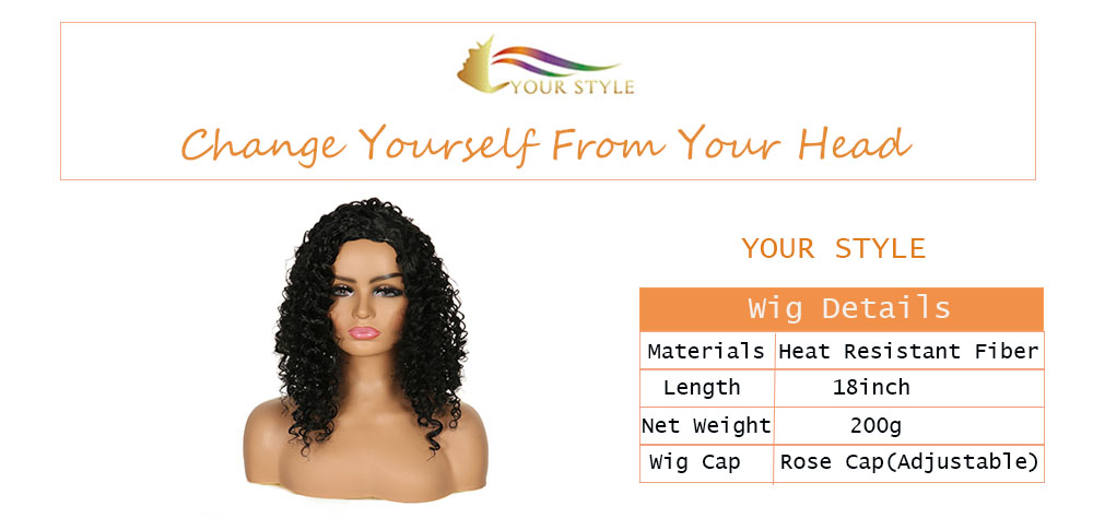 YOUR STYLE Long Afro Kinky Curly Wig Long Curly Wig Hair Black Women Afro Curly Wig Afro American-YOUR STYLE, synthetic wigs synthetic hair extension