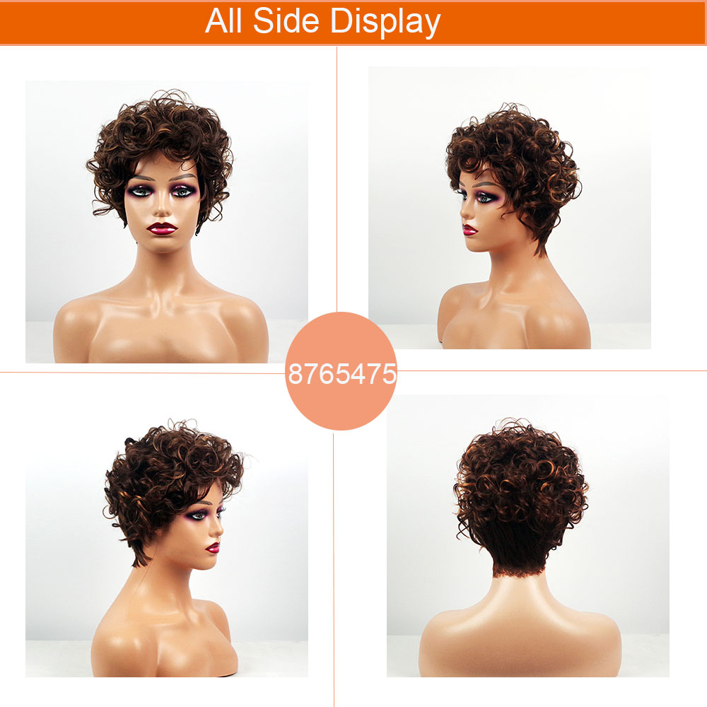 YOUR STYLE Short Wavy Wig Brown Black Women Synthetic-YOUR STYLE，合成假髮合成接發