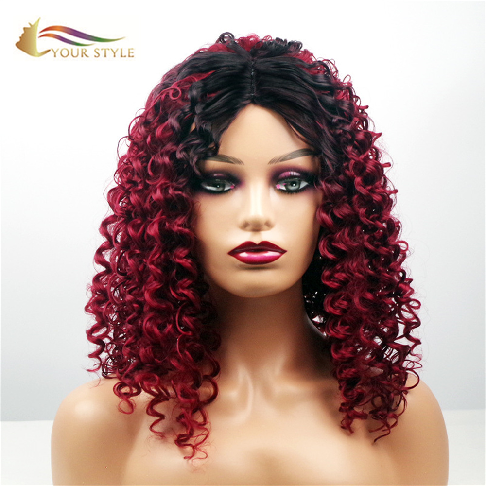 Aṣa RẸ, Kukuru Curly Wig Afro Kinky Curly Wigs Dudu Awọn Obirin Sintetiki-ỌRỌ RẸ, awọn wigi sintetiki irun gigun ti iṣelọpọ