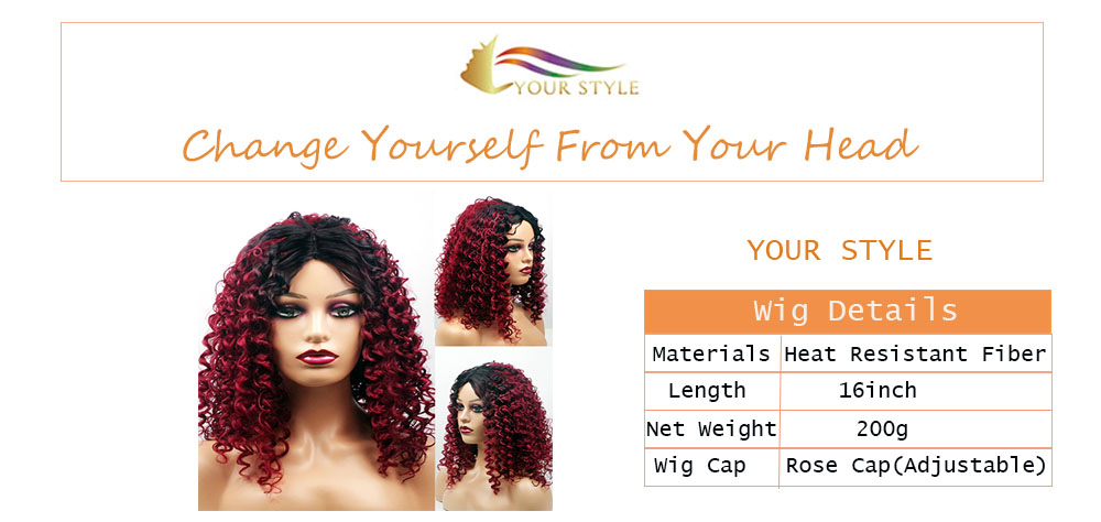 YOUR STYLE ,  Short Curly Wig Afro Kinky Curly Wigs Black Women Synthetic-YOUR STYLE, synthetic wigs synthetic hair extension