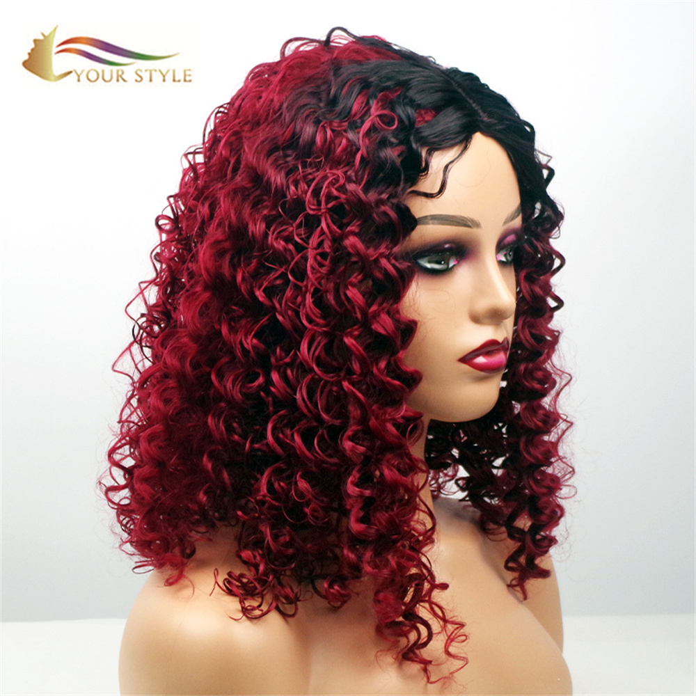 YOUR STYLE ,  Short Curly Wig Afro Kinky Curly Wigs Black Women Synthetic-YOUR STYLE, synthetic wigs synthetic hair extension