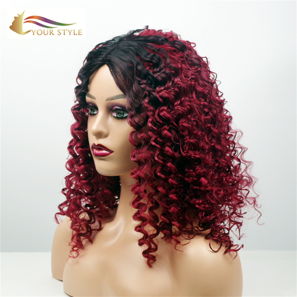 YOUR STYLE ,  Short Curly Wig Afro Kinky Curly Wigs Black Women Synthetic-YOUR STYLE, synthetic wigs synthetic hair extension