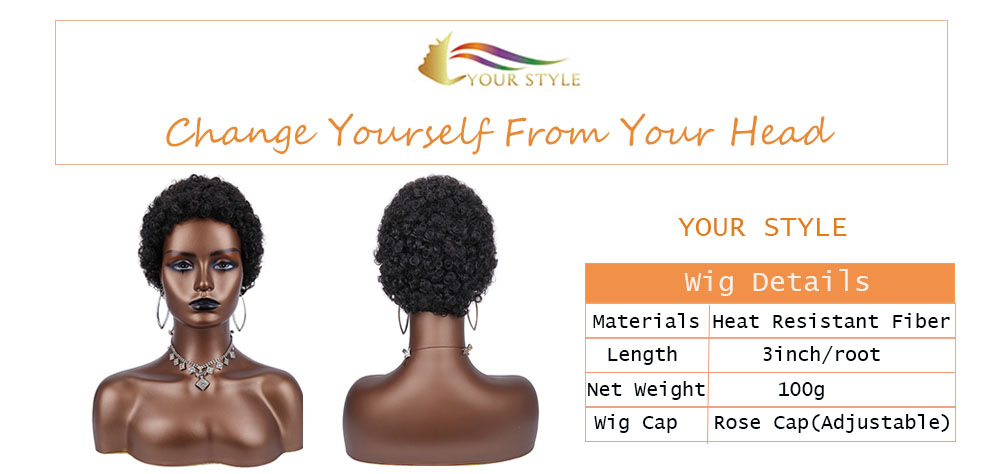 YOUR STYLE Short Wig Afro Black Women Short Pixie Wigs Black Hair Blonde Short Natural Hair Cut-YOUR STYLE，合成假发合成接发