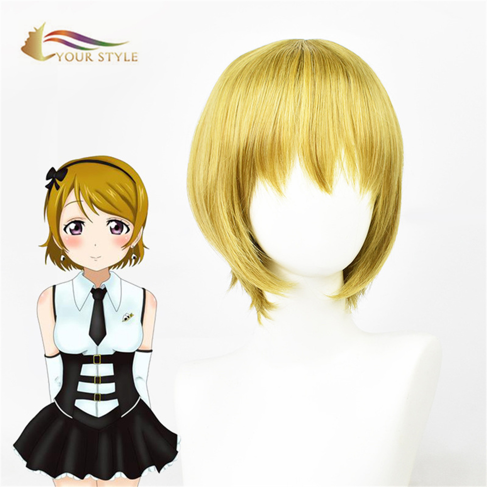 DIN STIL Love Live! Koizumi Hanayo Cosplay Parykker Syntetisk Bob Parykk Med Bangs Korte Parykker Oransje Gule Jenter Kvinner Dame-DIN STIL, syntetiske parykker syntetisk hårforlengelse