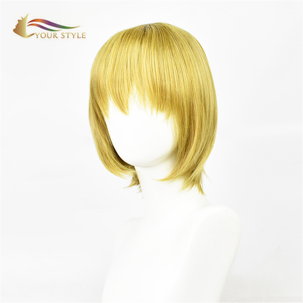 ТВІЙ СТИЛЬ Love Live! Koizumi Hanayo Cosplay Wigs Synthetic Bob Wig With Bangs Short Wigs Orange Yellow Girls Women Female-YOUR STYLE, синтетичні перуки синтетичне нарощування волосся