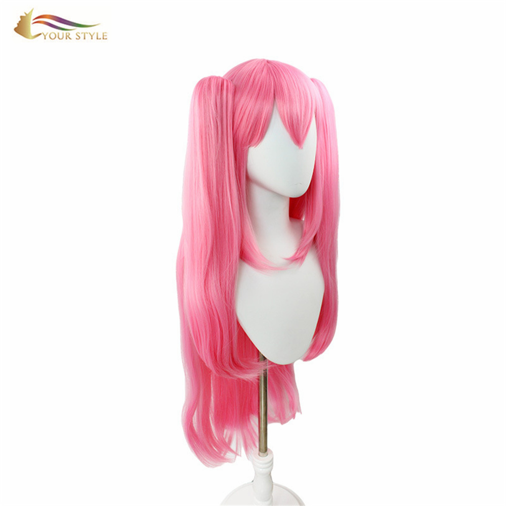 YOUR STYLE, Wholesale  Seraph Of The End Krul Tepes Cosplay Wig Ponytail Pink Synthetic Seraph Of The End Krul Tepes Long Straight Clips Party Halloween Costume Wigs Girls Women Female-YOUR STYLE, synthetic wigs synthetic hair extension