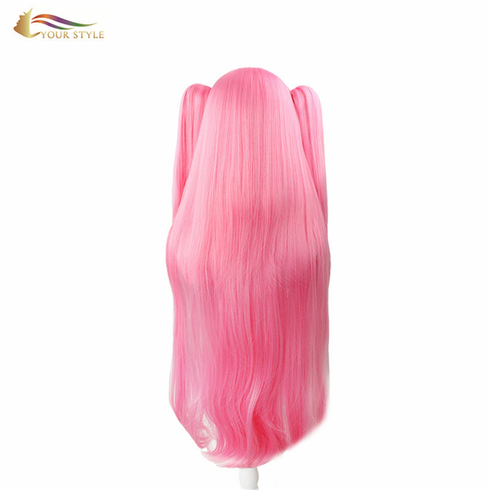 YOUR STYLE, Wholesale  Seraph Of The End Krul Tepes Cosplay Wig Ponytail Pink Synthetic Seraph Of The End Krul Tepes Long Straight Clips Party Halloween Costume Wigs Girls Women Female-YOUR STYLE, synthetic wigs synthetic hair extension