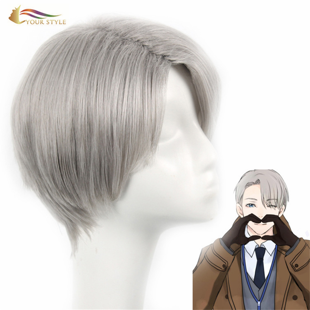 YOUR STYLE Short Wig Yuri On Ice Cosplay Wigs Viktor Nikiforov Boy Men Wigs Male Short Hair Party Halloween Costume Wigs Guy-YOUR STYLE, synthetic wigs synthetic hair extension