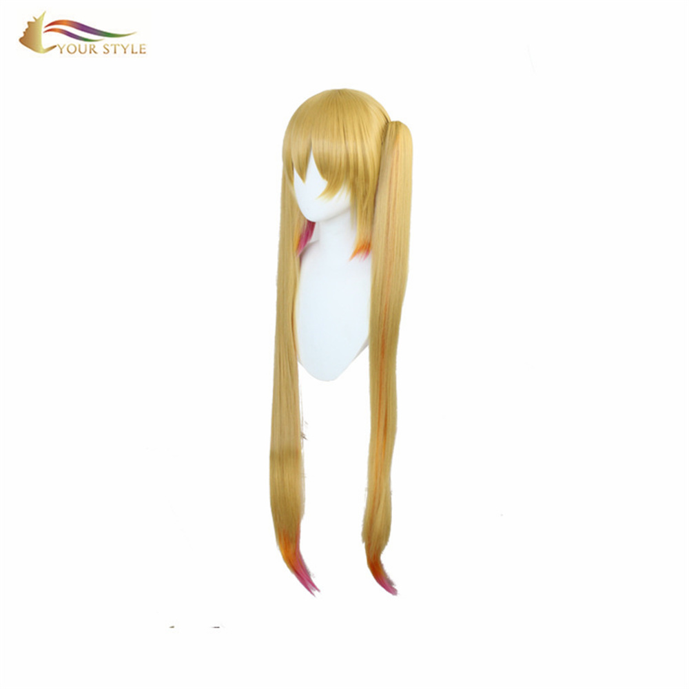 MTINDO WAKO , Jumla ya Cosplay Wig Ponytail Clip Synthetic Yellow Miss Kobayashi's Dragon Maid Party Wigi Halloween Costume Girls Wanawake wa Kike-MTINDO WAKO, wigi synthetic upanuzi wa nywele