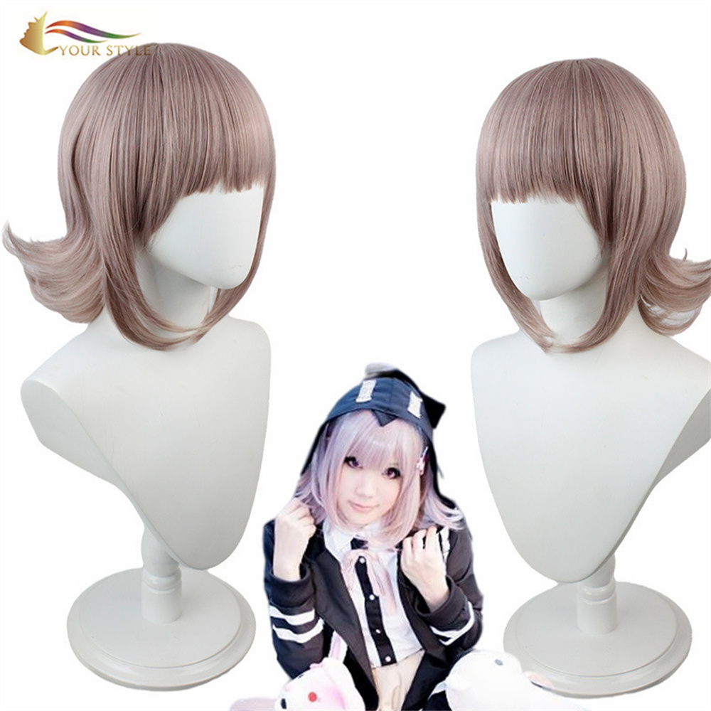 STAYELA SAKHO, I-Wholesale Short Cosplay Wigs Danganronpa Nanami Chiaki Goodbye Despair Platinum Blonde Wig Girls Female Party Wig Halloween Costume-ISITAYELA SAKHO, amawigi okwenziwa isandiso sezinwele