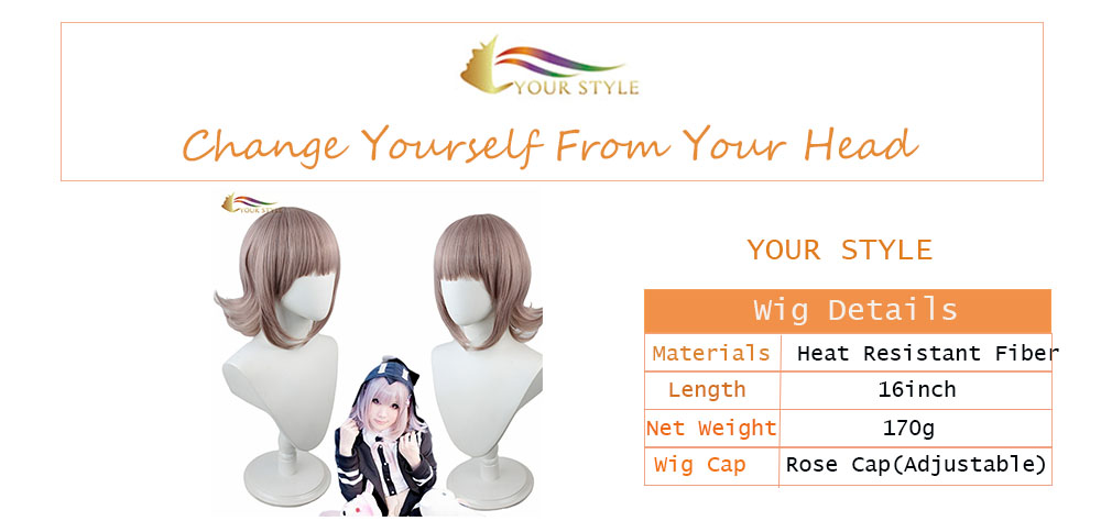 YOUR STYLE, Wholesale Short Cosplay Wigs Danganronpa Nanami Chiaki Goodbye Despair Platinum Blonde Wig Girls Female  Party Wig Halloween Costume-YOUR STYLE, synthetic wigs synthetic hair extension