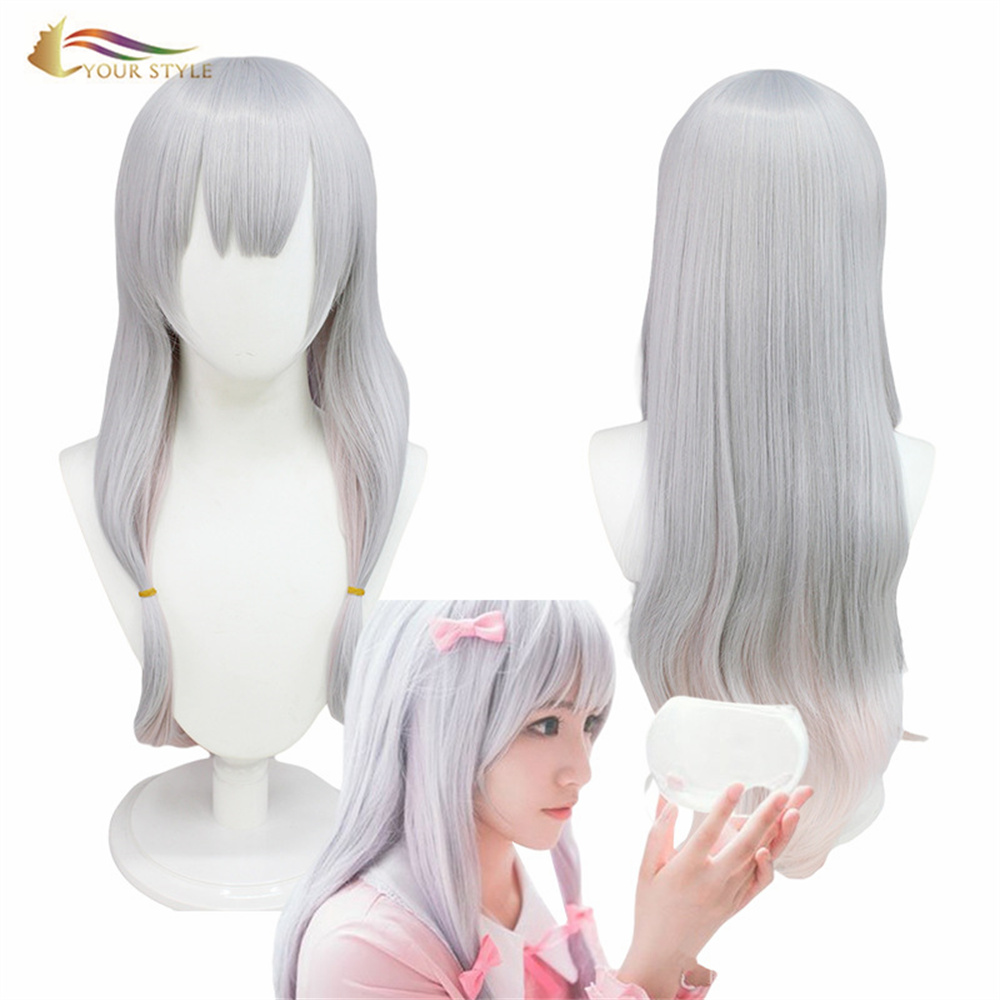 YOUR STYLE Cosplay Wigs Anime Long Straight Wig With Bangs Silver Grey  Party Wig Halloween Costume Girls Female Women Party Wig Halloween Costume-YOUR STYLE, synthetic wigs synthetic hair extension