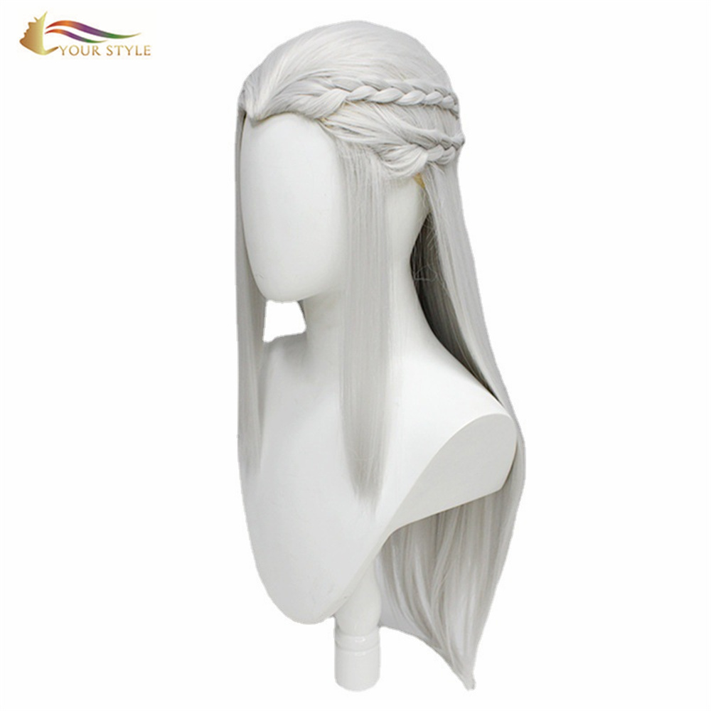 YOUR STYLE , Cosplay Wigs Braid King of Glory Synthetic Long Straight Wig Silver Gray-YOUR STYLE, synthetic wigs synthetic hair extension