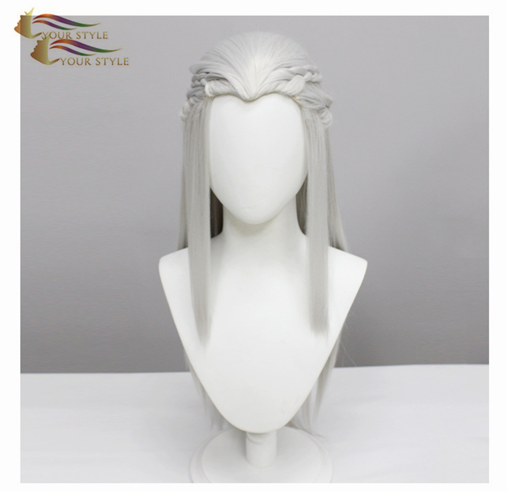 YOUR STYLE , Cosplay Wigs Braid King of Glory Synthetic Long Straight Wig Silver Gray-YOUR STYLE, synthetic wigs synthetic hair extension