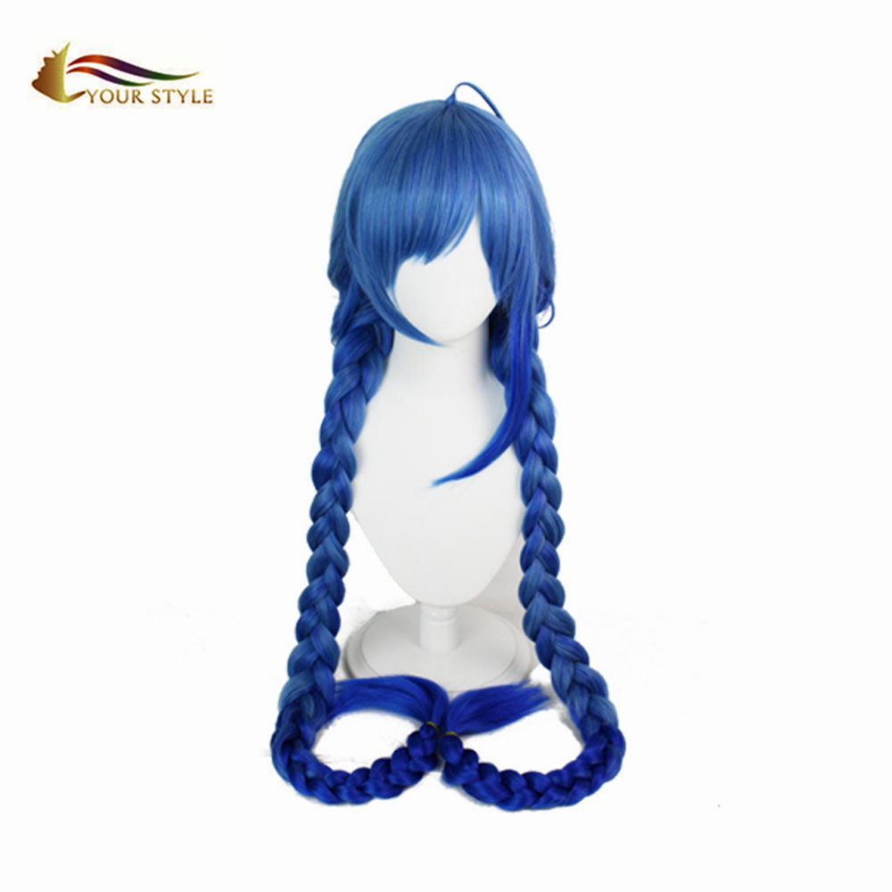 YOUR STYLE, Wholesale Game Arena Of Valor Cosplay Wigs Blue  Synthetic LongCostume Wig With Braids  Party Wig Halloween-YOUR STYLE, synthetic wigs synthetic hair extension