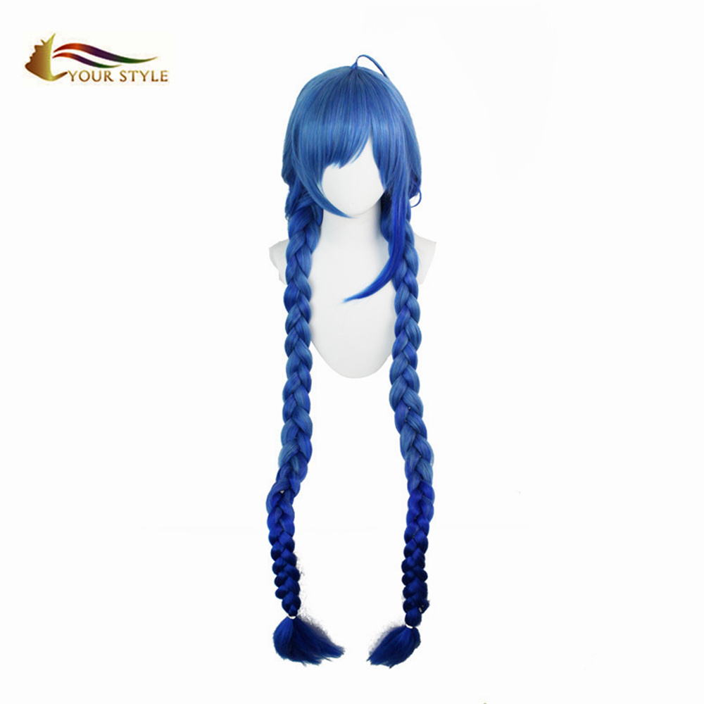 YOUR STYLE, Wholesale Game Arena Of Valor Cosplay Wigs Blue  Synthetic LongCostume Wig With Braids  Party Wig Halloween-YOUR STYLE, synthetic wigs synthetic hair extension