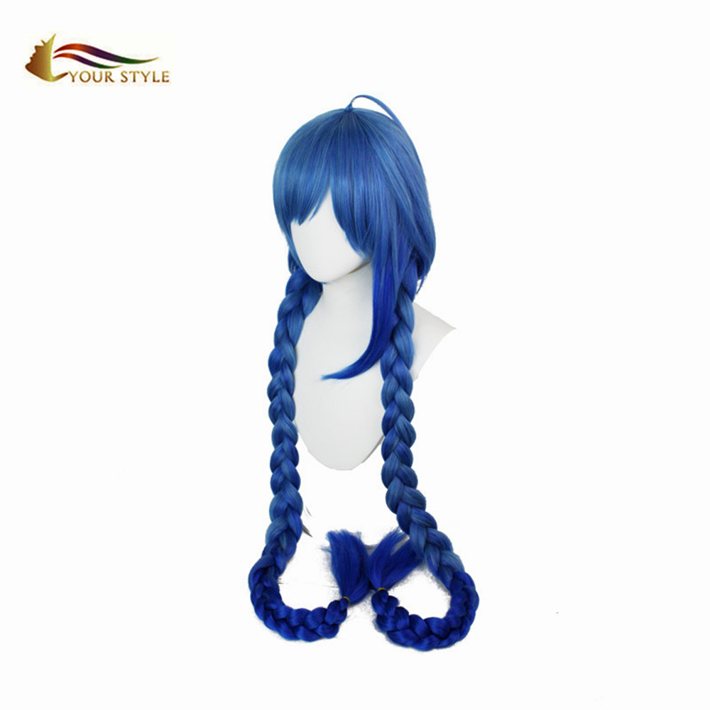 YOUR STYLE, Wholesale Game Arena Of Valor Cosplay Wigs Blue  Synthetic LongCostume Wig With Braids  Party Wig Halloween-YOUR STYLE, synthetic wigs synthetic hair extension