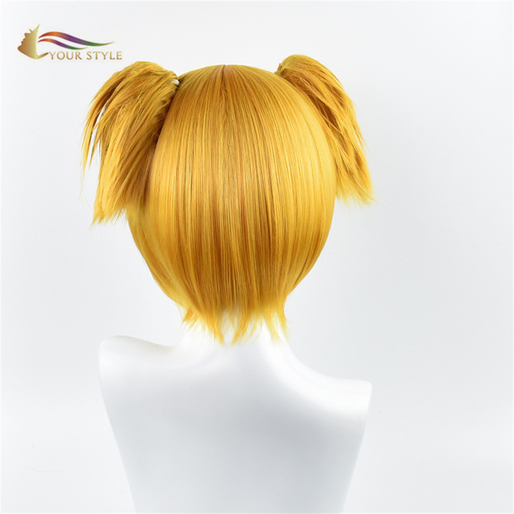 YOUR STYLE , Wholesale Pop Pipi Ponytail Cosplay Wig Clips Yellow Orange Synthetic POP TEAM EPIC Party Wig Halloween Costume Hair Wigs-YOUR STYLE, synthetic wigs synthetic hair extension