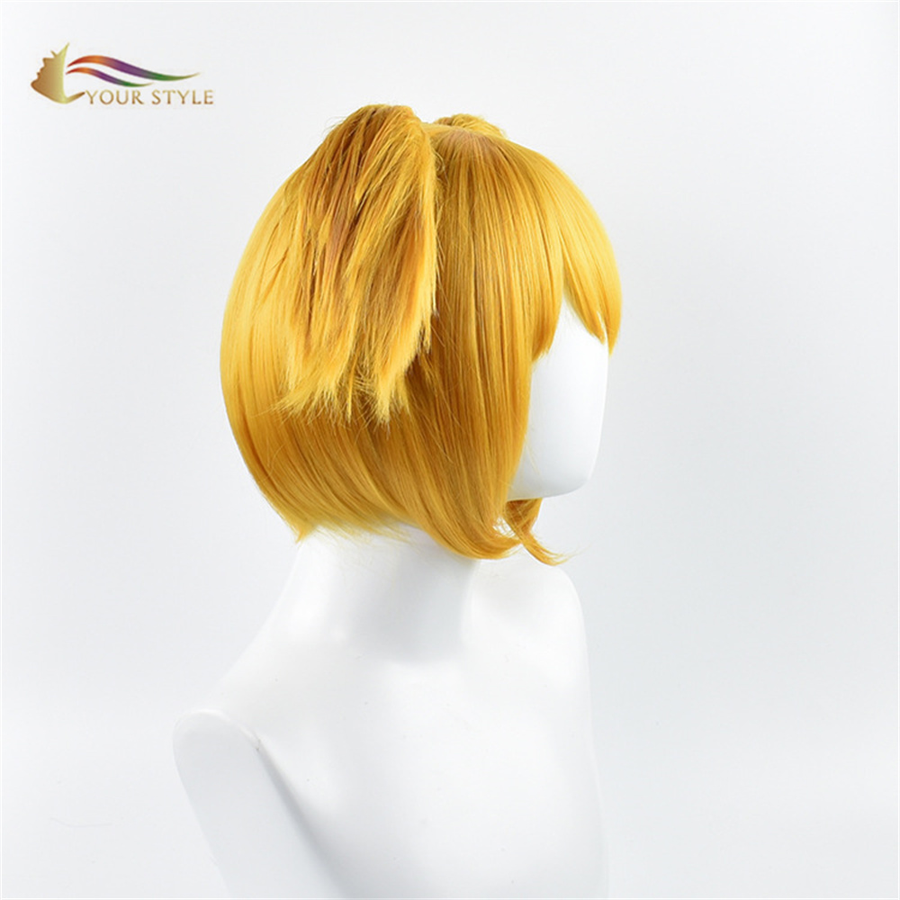 YOUR STYLE , Wholesale Pop Pipi Ponytail Cosplay Wig Clips Yellow Orange Synthetic POP TEAM EPIC Party Wig Halloween Costume Hair Wigs-YOUR STYLE, synthetic wigs synthetic hair extension