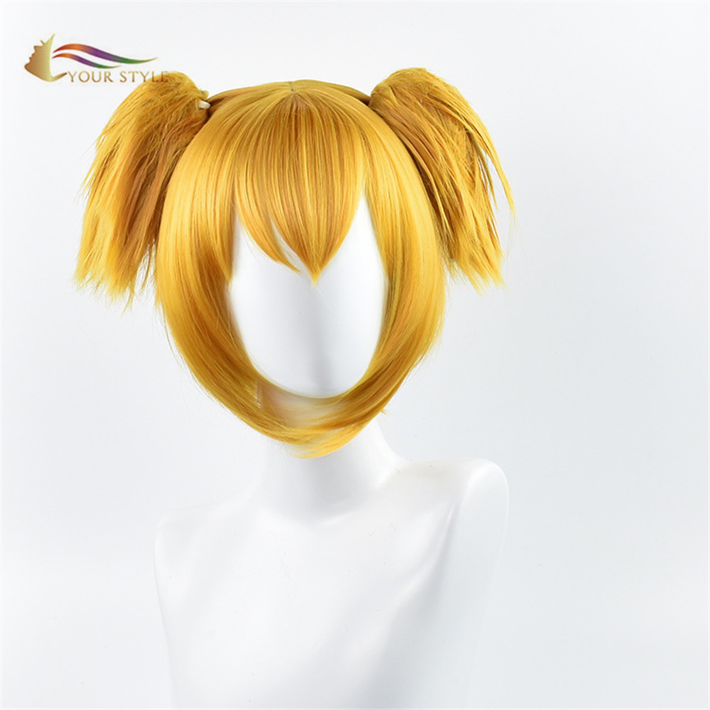 YOUR STYLE , Wholesale Pop Pipi Ponytail Cosplay Wig Clips Yellow Orange Synthetic POP TEAM EPIC Party Wig Halloween Costume Hair Wigs-YOUR STYLE, synthetic wigs synthetic hair extension