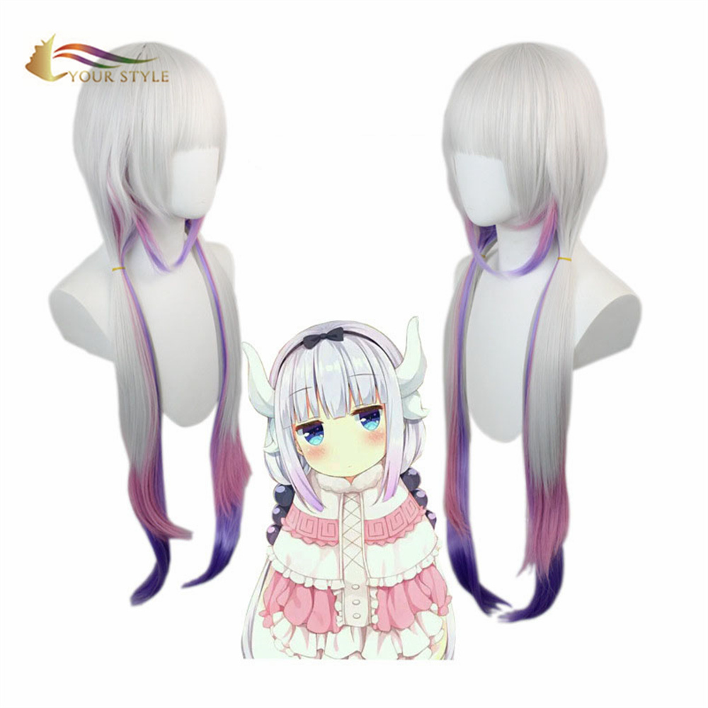 TEIE STIIL Kanna Cosplay Parukad Miss Kobayashi Dragon Maid Long Straight Parukad Harajuku Peo Parukas Halloweeni kostüüm – SINU STIIL, sünteetilised parukad sünteetilised juuksepikendused