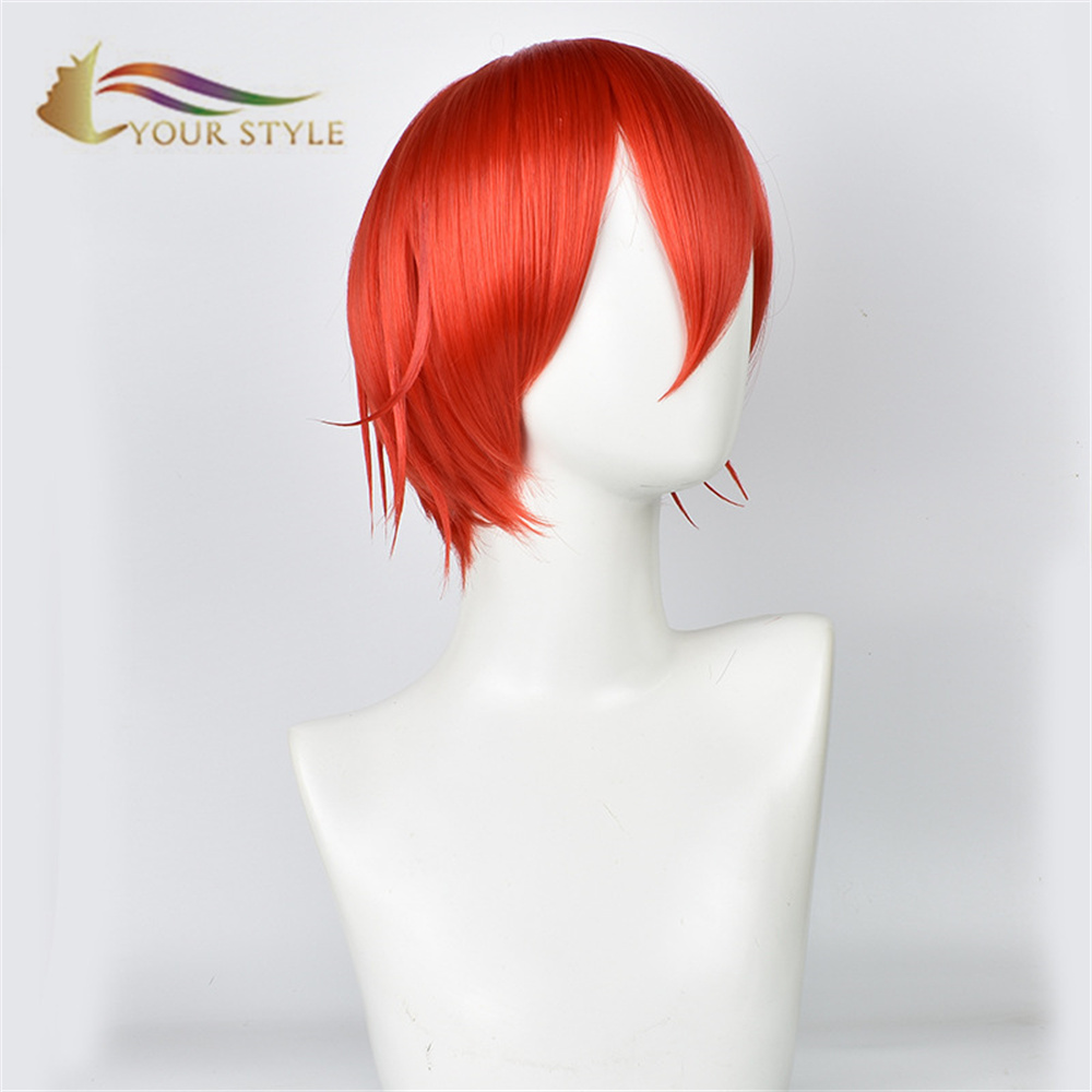 YOUR STYLE , Wholesale Cells At Work Orange Reddish Cosplay Wig Synthetic Short Wigs Party Wig Halloween Costume AE3803 RBC Seqkeqkyuu Red Blood Cell-YOUR STYLE, synthetic wigs synthetic hair extension