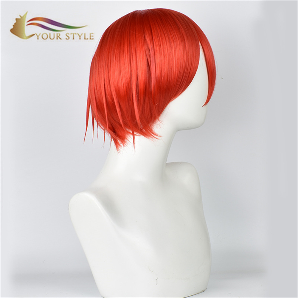 YOUR STYLE , Wholesale Cells At Work Orange Reddish Cosplay Wig Synthetic Short Wigs Party Wig Halloween Costume AE3803 RBC Seqkeqkyuu Red Blood Cell-YOUR STYLE, synthetic wigs synthetic hair extension