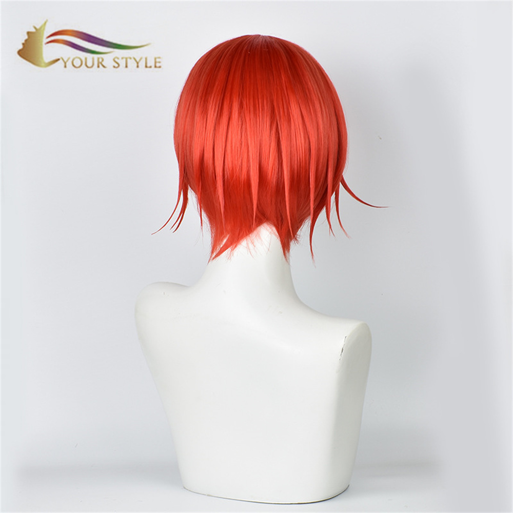 YOUR STYLE , Wholesale Cells At Work Orange Reddish Cosplay Wig Synthetic Short Wigs Party Wig Halloween Costume AE3803 RBC Seqkeqkyuu Red Blood Cell-YOUR STYLE, synthetic wigs synthetic hair extension