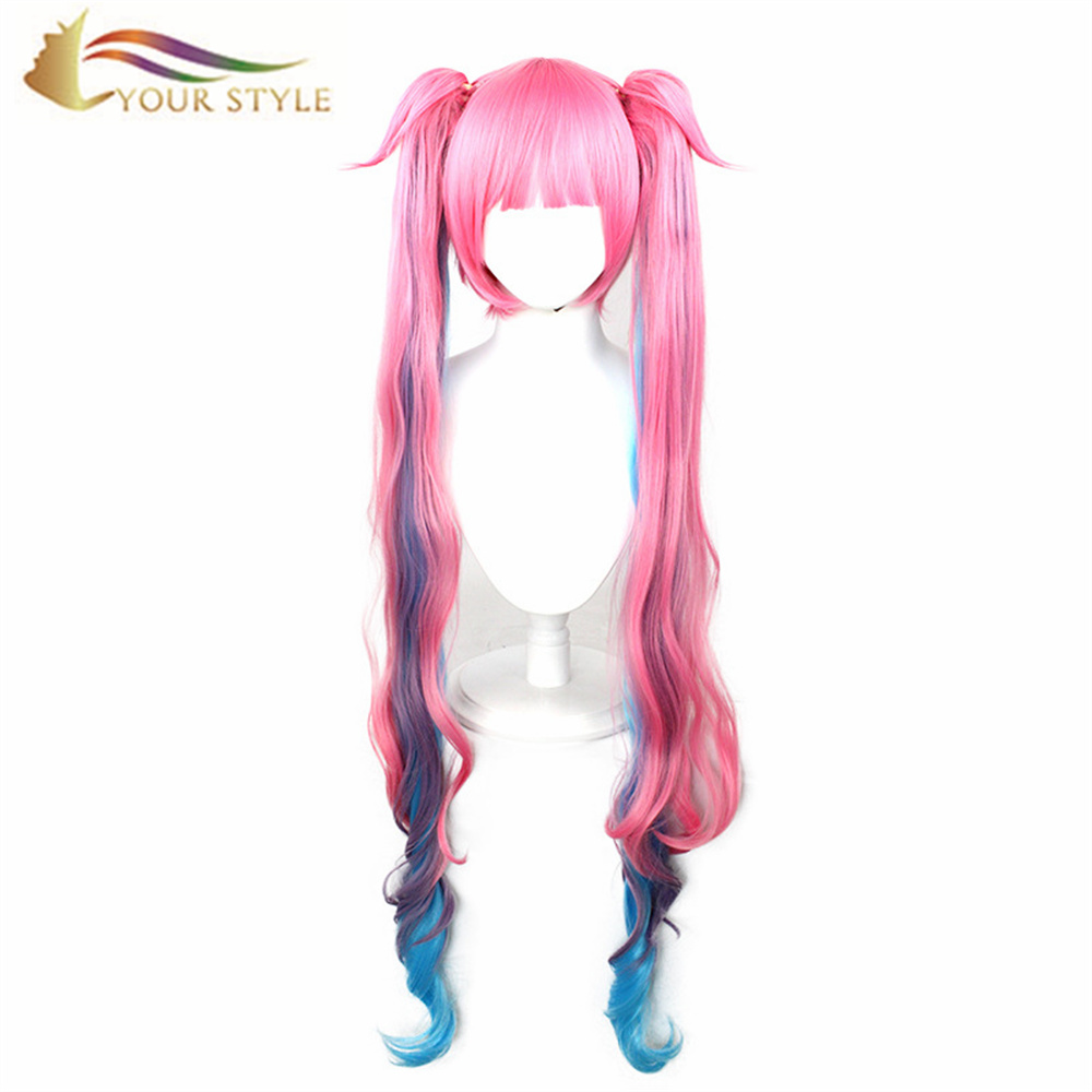 YOUR STYLE , Wholesale King of Glory Angela Pink Cosplay Wigs Ponytails Synthetic Halloween Colored Wigs Party Pink Wig Costume-YOUR STYLE, synthetic wigs synthetic hair extension