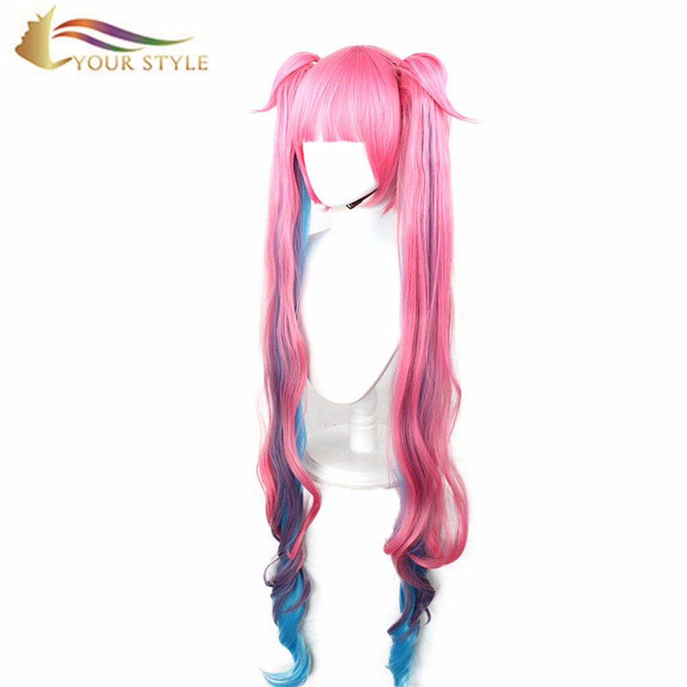 YOUR STYLE , Wholesale King of Glory Angela Pink Cosplay Wigs Ponytails Synthetic Halloween Colored Wigs Party Pink Wig Costume-YOUR STYLE, synthetic wigs synthetic hair extension